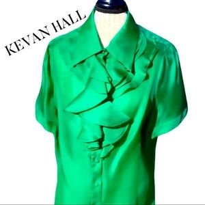 Kevan Hall custom made ruffled silk blouse